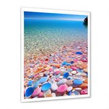 Turquoise Pink Pebbles On Paradise Ocean Beach - Red Cat Wall Art