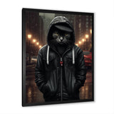 Cool Cat In Black Hoody Street Cred - Cat Framed Canvas Art