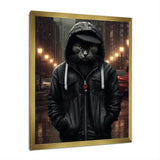 Cool Cat In Black Hoody Street Cred - Cat Framed Canvas Art