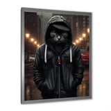 Cool Cat In Black Hoody Street Cred - Cat Framed Canvas Art