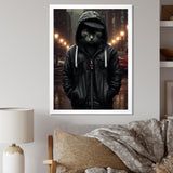 Cool Cat In Black Hoody Street Cred - Cat Framed Canvas Art