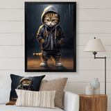 Cool Kitten Hoody Street Cred - Cat Large Canvas Wall Art