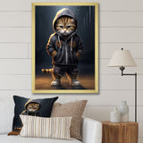 Cool Kitten Hoody Street Cred - Cat Large Canvas Wall Art