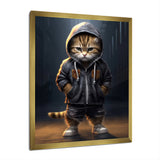 Cool Kitten Hoody Street Cred - Cat Large Canvas Wall Art
