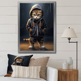 Cool Kitten Hoody Street Cred - Cat Large Canvas Wall Art