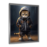Cool Kitten Hoody Street Cred - Cat Large Canvas Wall Art
