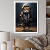 Cool Kitten Hoody Street Cred - Cat Large Canvas Wall Art