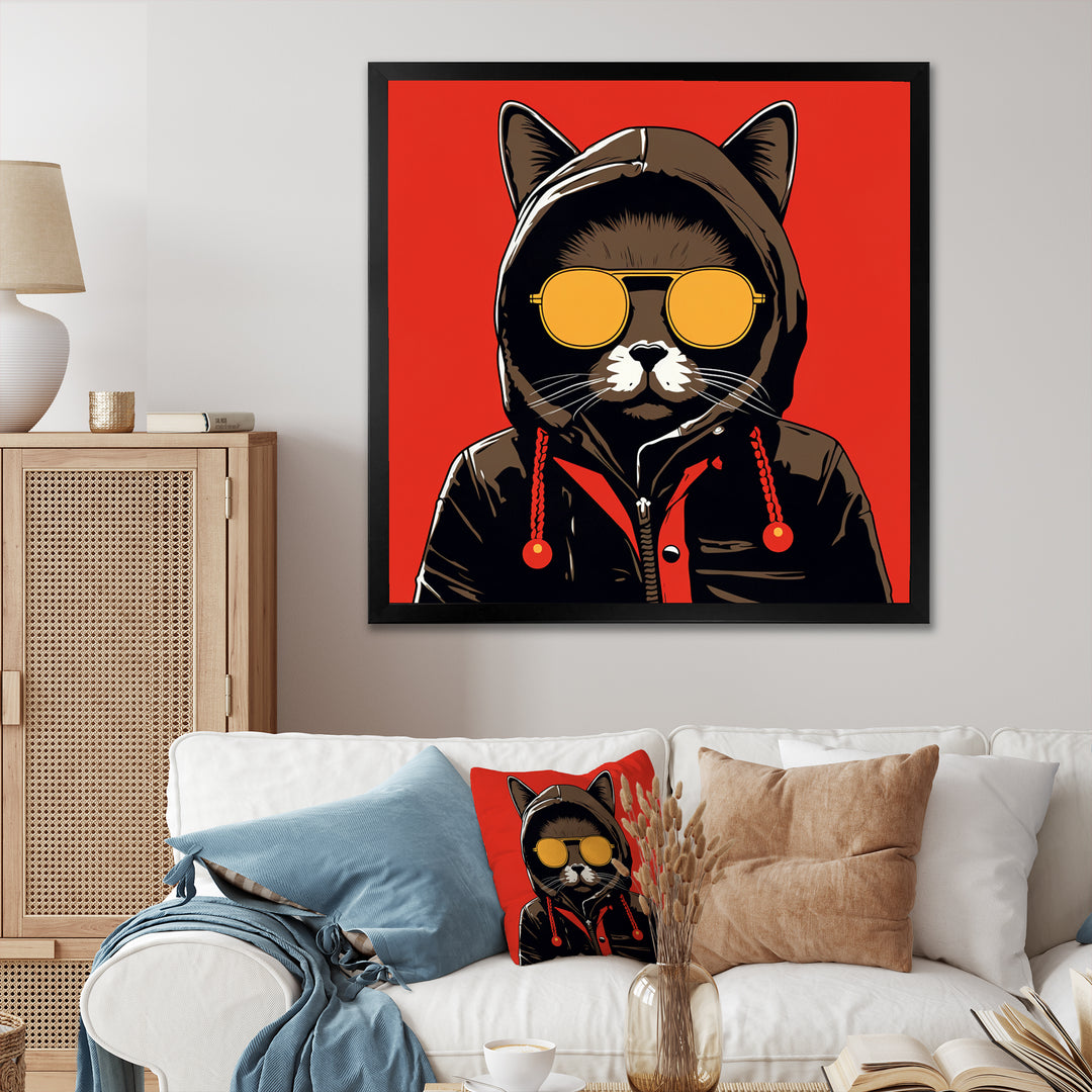 Cool Cat With Sunglasses - Cat Living Room Wall Art
