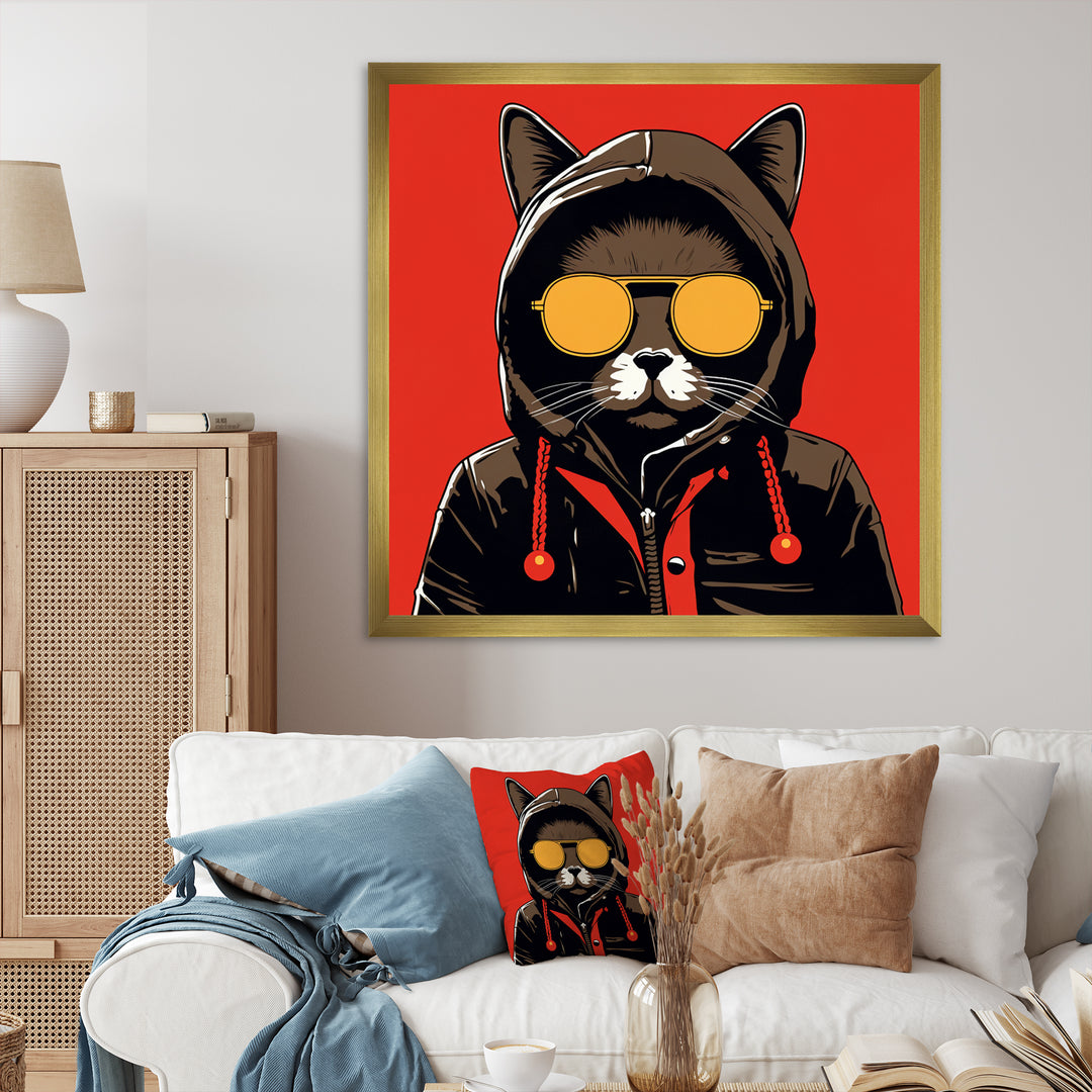 Cool Cat With Sunglasses - Cat Living Room Wall Art