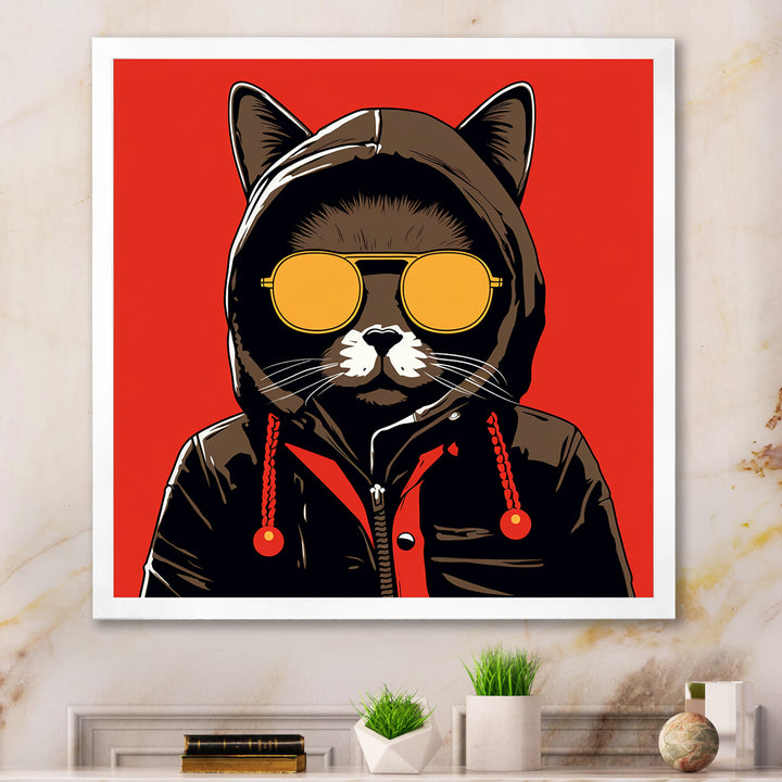 Cool Cat With Sunglasses - Cat Living Room Wall Art