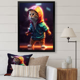 Cute Kitten With Hoody At Sunrise - Cat Bedroom Wall Art