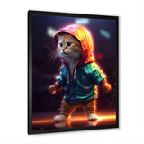 Cute Kitten With Hoody At Sunrise - Cat Bedroom Wall Art
