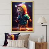 Cute Kitten With Hoody At Sunrise - Cat Bedroom Wall Art