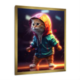 Cute Kitten With Hoody At Sunrise - Cat Bedroom Wall Art