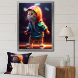 Cute Kitten With Hoody At Sunrise - Cat Bedroom Wall Art