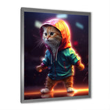 Cute Kitten With Hoody At Sunrise - Cat Bedroom Wall Art