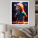 Cute Kitten With Hoody At Sunrise - Cat Bedroom Wall Art