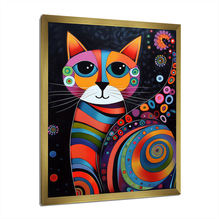 Colorful Portrait Of Cute Cat - Cat Canvas Wall Art