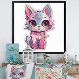 Pink Cute Kitten Cat Illustration - Cat Wall Decor