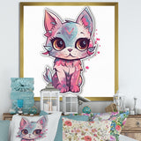 Pink Cute Kitten Cat Illustration - Cat Wall Decor