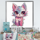 Pink Cute Kitten Cat Illustration - Cat Wall Decor