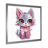 Pink Cute Kitten Cat Illustration - Cat Wall Decor