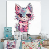 Pink Cute Kitten Cat Illustration - Cat Wall Decor