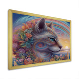 Magical Rainbow Cat With Flowers - Cat Wall Decor