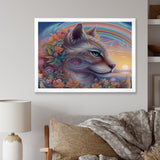 Magical Rainbow Cat With Flowers - Cat Wall Decor