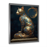 Glam Statue Of Teal And Gold Majestic Cat - Cat Wall Art Prints