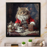 Siberian White Cat Wearing Elegant Costume - Cat Wall Art Prints
