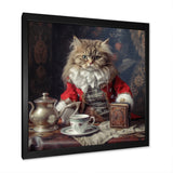 Siberian White Cat Wearing Elegant Costume - Cat Wall Art Prints