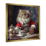 Siberian White Cat Wearing Elegant Costume - Cat Wall Art Prints