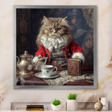 Siberian White Cat Wearing Elegant Costume - Cat Wall Art Prints