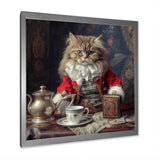 Siberian White Cat Wearing Elegant Costume - Cat Wall Art Prints