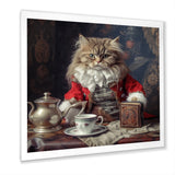 Siberian White Cat Wearing Elegant Costume - Cat Wall Art Prints