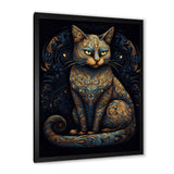 Blue Glamorous Retro Gold Cat - Blue Cat Wall Art