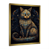 Blue Glamorous Retro Gold Cat - Blue Cat Wall Art