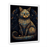 Blue Glamorous Retro Gold Cat - Blue Cat Wall Art