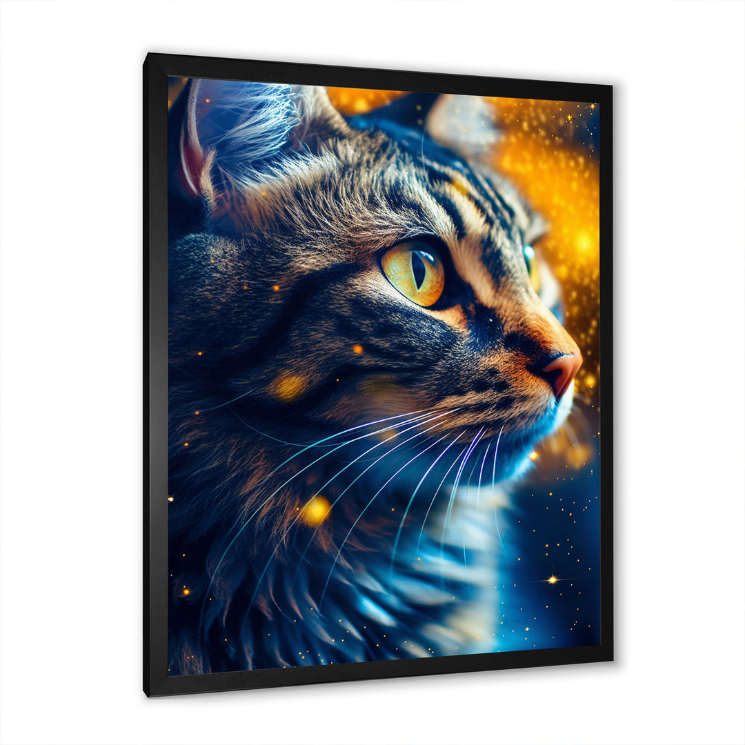 Portrait Of Cat At Sunset Photography - Cat Large Canvas Wall Art