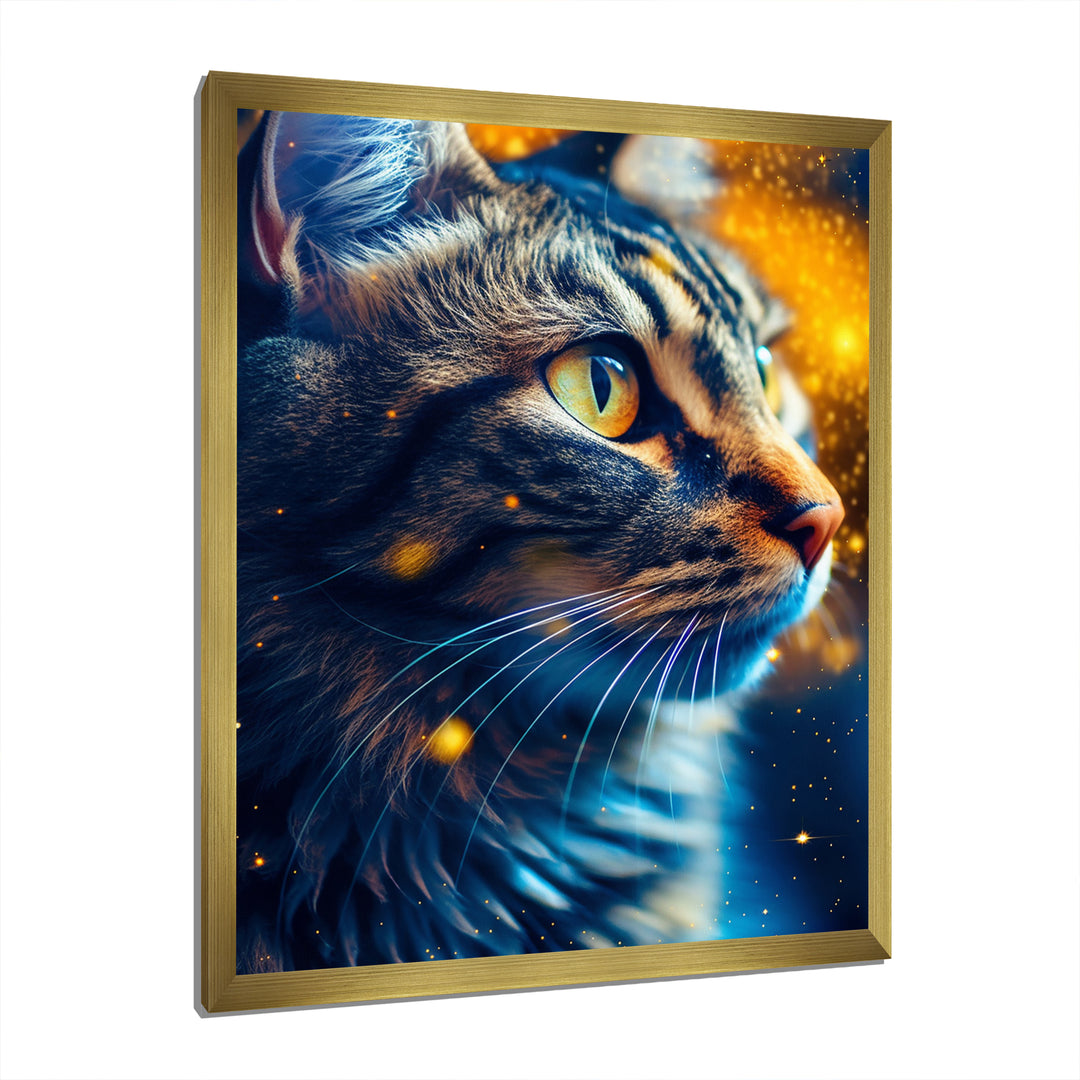 Portrait Of Cat At Sunset Photography - Cat Large Canvas Wall Art