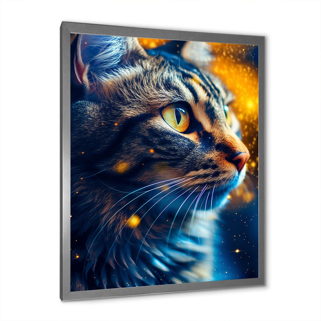 Portrait Of Cat At Sunset Photography - Cat Large Canvas Wall Art