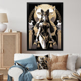 Glamorous Goddess White Cats Retro Illustration - Cat Home Decor Art