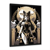 Glamorous Goddess White Cats Retro Illustration - Cat Home Decor Art