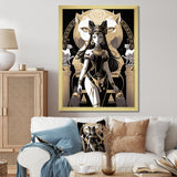 Glamorous Goddess White Cats Retro Illustration - Cat Home Decor Art