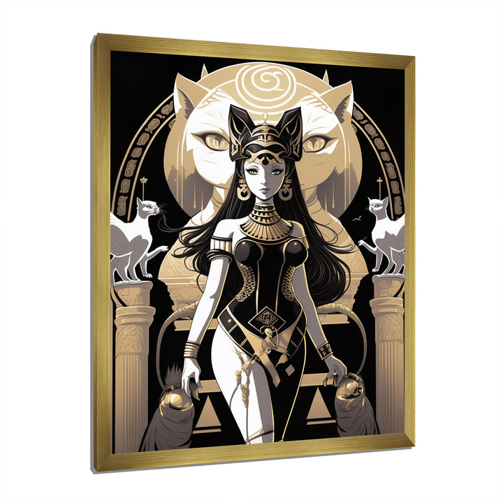 Glamorous Goddess White Cats Retro Illustration - Cat Home Decor Art