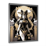 Glamorous Goddess White Cats Retro Illustration - Cat Home Decor Art