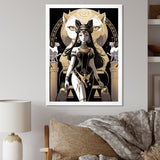 Glamorous Goddess White Cats Retro Illustration - Cat Home Decor Art