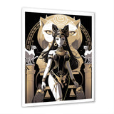 Glamorous Goddess White Cats Retro Illustration - Cat Home Decor Art