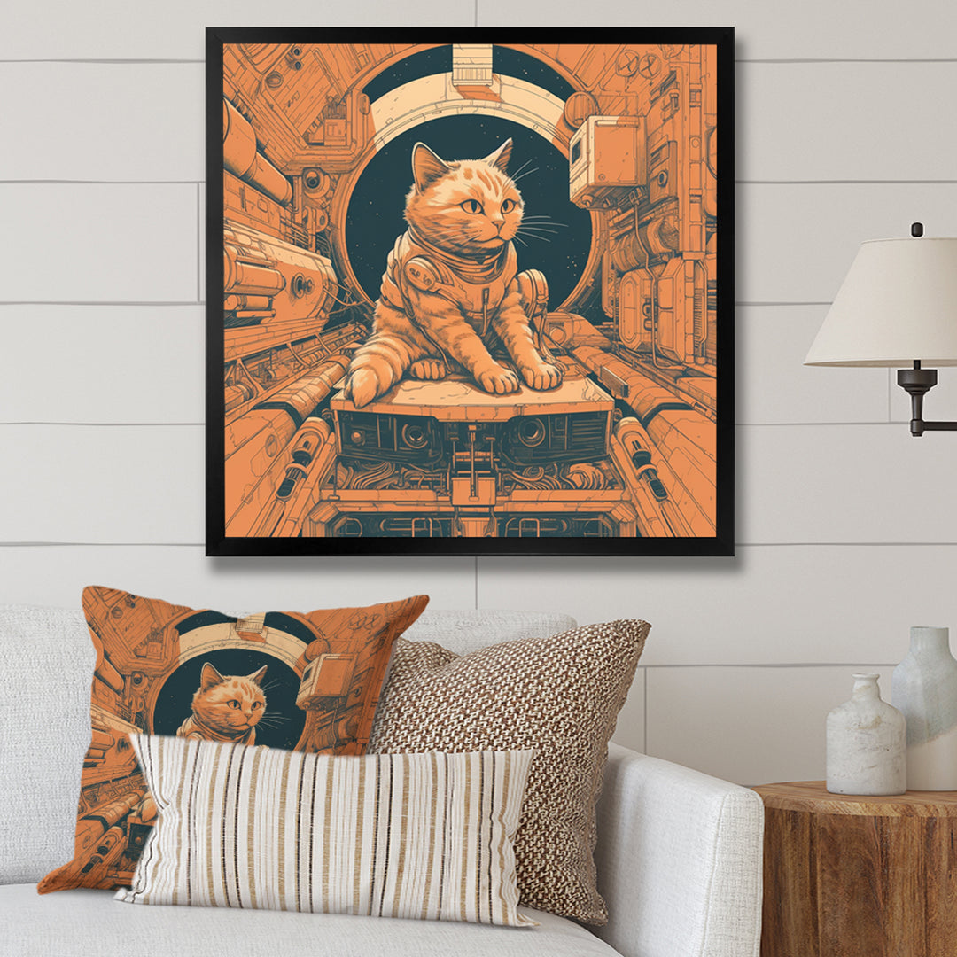 Space Cat Astronaut Retro Illustration - Cat Wall Art Prints